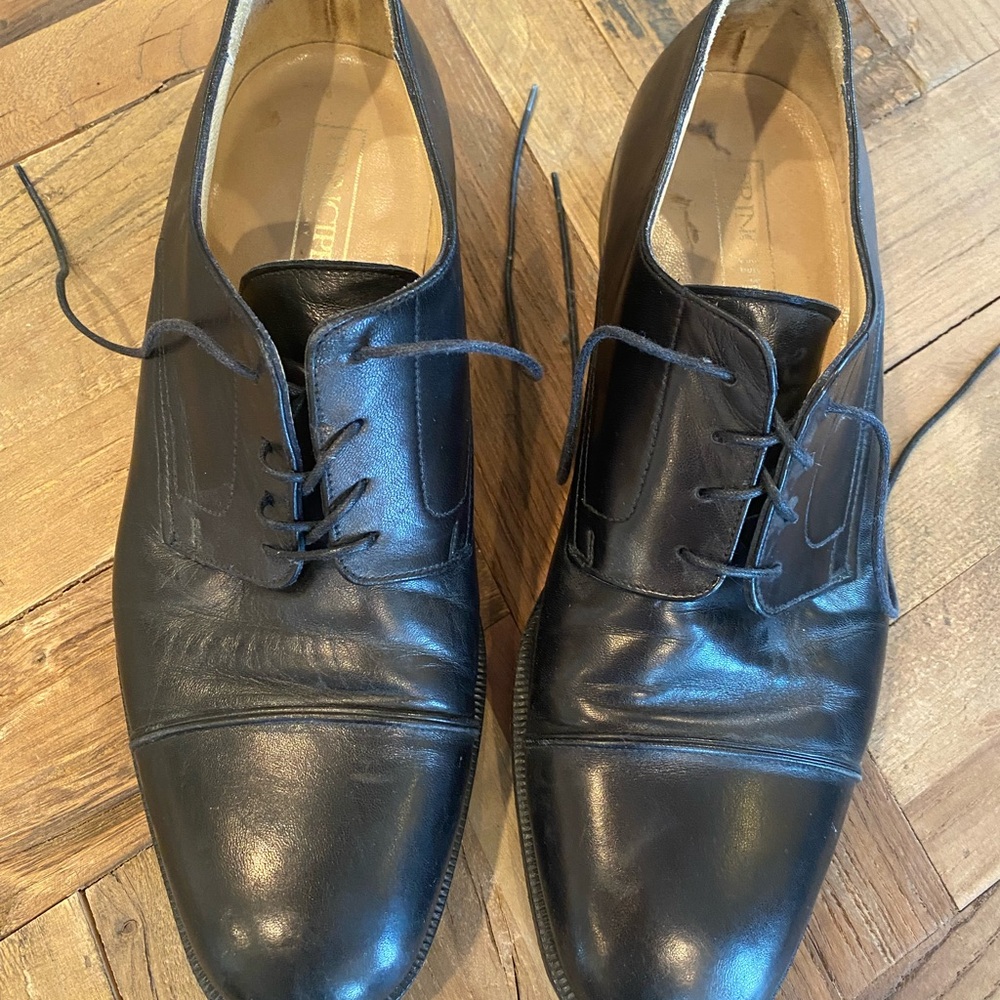 Classic Black Leather Oxfords